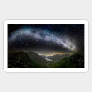 Milky Way over Mountains and Lakes Sticker